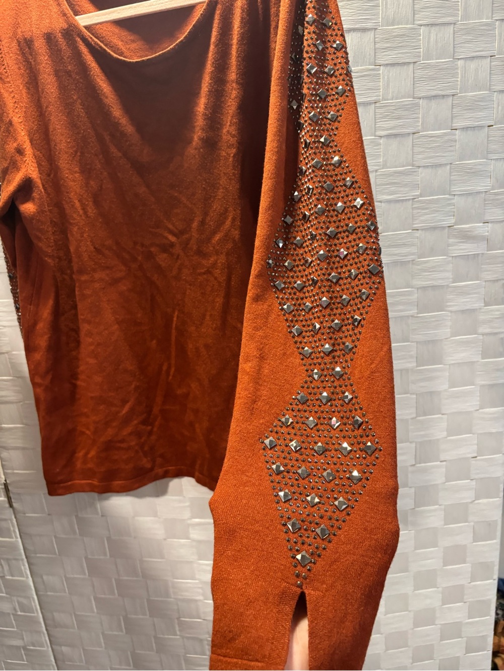 Vila Milano L pumpkin spice Embellished sweater business casual bedazzled, indie
